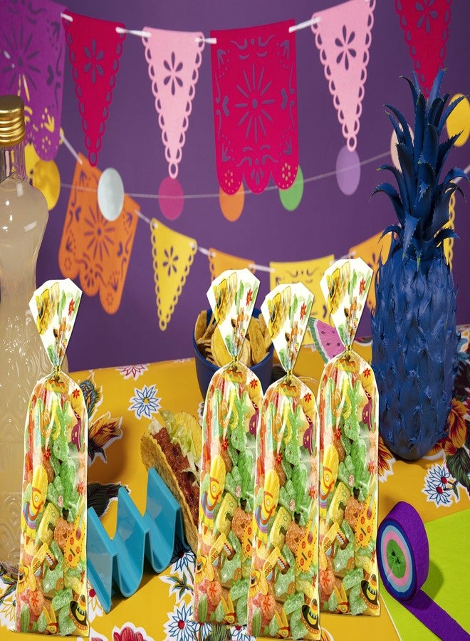 ABTOLS 100PCS Mexican Cellophane Treat Bags, Mexican Fiesta Cellophane Bags Plastic Cinco de Mayo Gift Cello Bags Mexican Party Favor Candy Bags with Twist Ties for Fiesta Mexico Party Supplies - Image 4